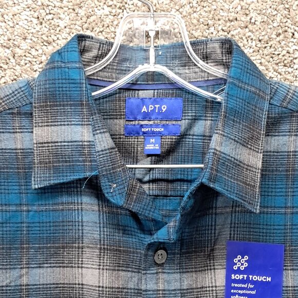 Apt.9 Men's Button Down Shirt Soft Touch Flannel Blue Medium - Picture 6 of 13